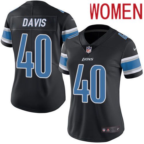 Women Detroit Lions #40 Jarrad Davis Nike Black Vapor Limited NFL Jersey->women nfl jersey->Women Jersey